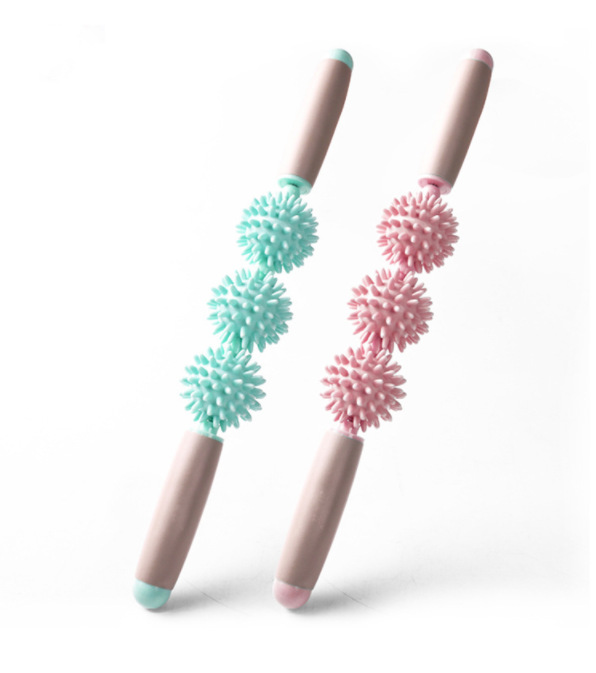 肌肉放松刺猬按摩棒瑜伽健身棒运动按摩滚轮肩颈腰腿部按摩器|ms