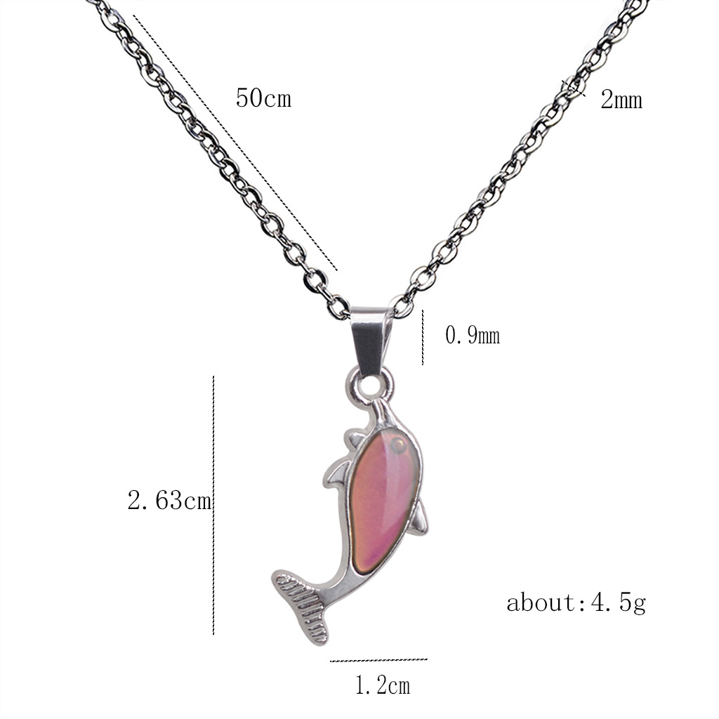 Fashion Dolphin Pendant Temperature-sensitive Pendant Stainless Steel Necklace display picture 1