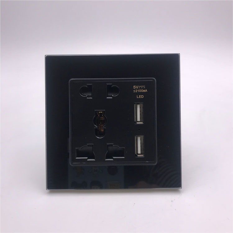 厂家直供酒店宾馆86型墙壁式暗装插座五孔带双USB充电器插座批发