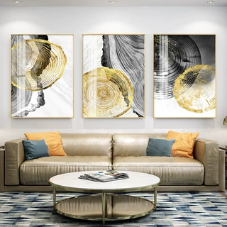 金色抽象年轮挂画轻奢别墅客厅沙发背景墙装饰画餐厅现代简约壁画