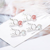 Fresh fuchsia crystal earings, sexy short earrings, Korean style