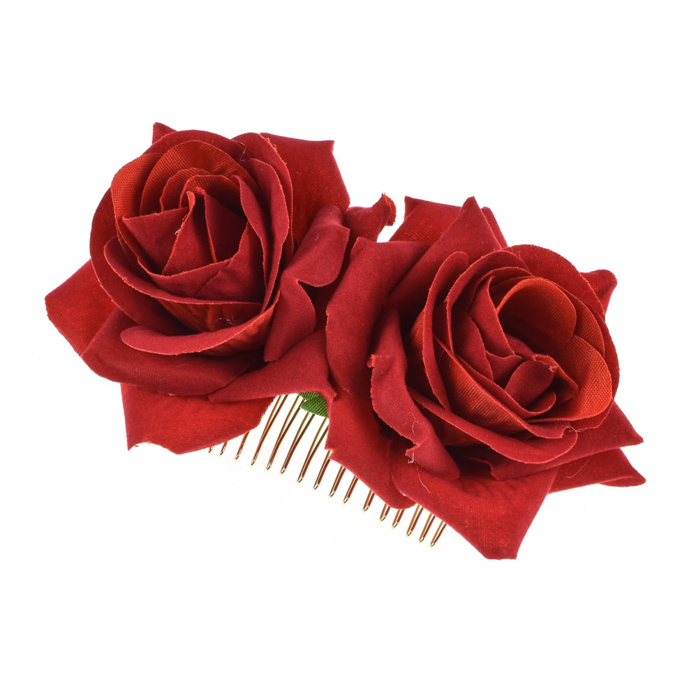 Factory direct sales of new 7CM simulated rose flower comb double flower headdress bridal head flower hair accessories wholesale