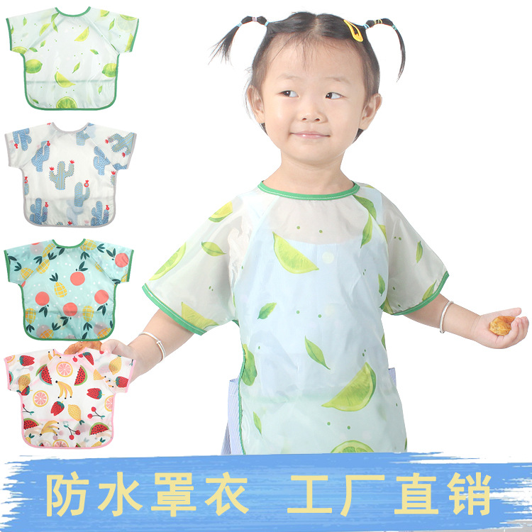 children Waterproof Bibs baby waterproof Short sleeved Dinner jacket wholesale children Dressing waterproof Bibs Painting clothes
