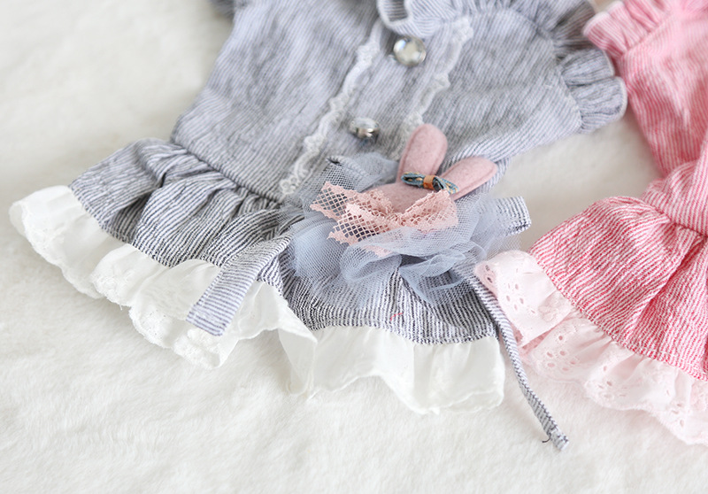 小兔花边领吊带裙