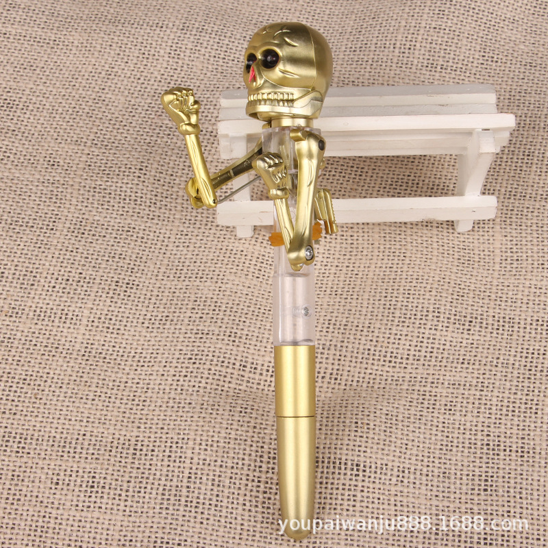 Хэллоуин Ручка-03-Череп-Золото