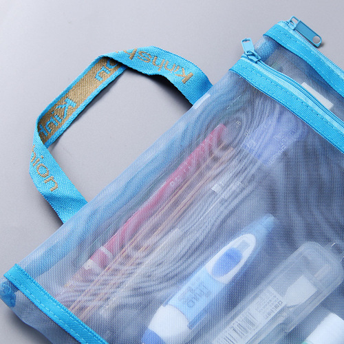 A4/A5 Hand-held File Pouch Transparent Mesh Pen Bag Makeup Bag Large Capacity Storage Bag