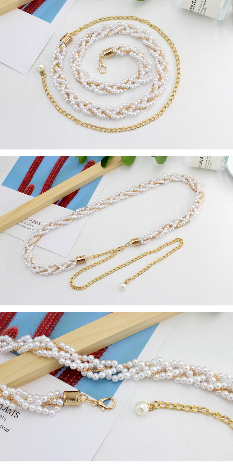 Lady Imitation Pearl Alloy Beaded Plating Women's Corset Belts 1 Piece display picture 5