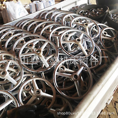 货源工业手轮盘铁手轮铸铁镀亮铬3到20寸圆形转动机床把手摇手柄梅花批发