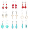 Ethnic retro turquoise marble earrings, ethnic style, simple and elegant design, European style