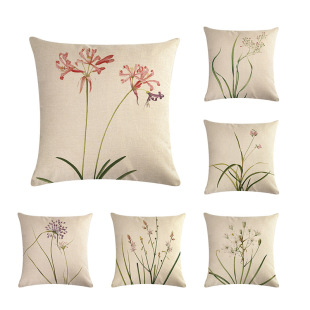 Cross-border exclusive watercolor aquatic series linen pillowcase cushion cover AliExpress Amazon eabyZY187