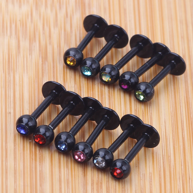 Black Rod Drill Earrings 316L Surgical Steel Lip Piercing Studs Wholesale Body Jewelry detail image 9