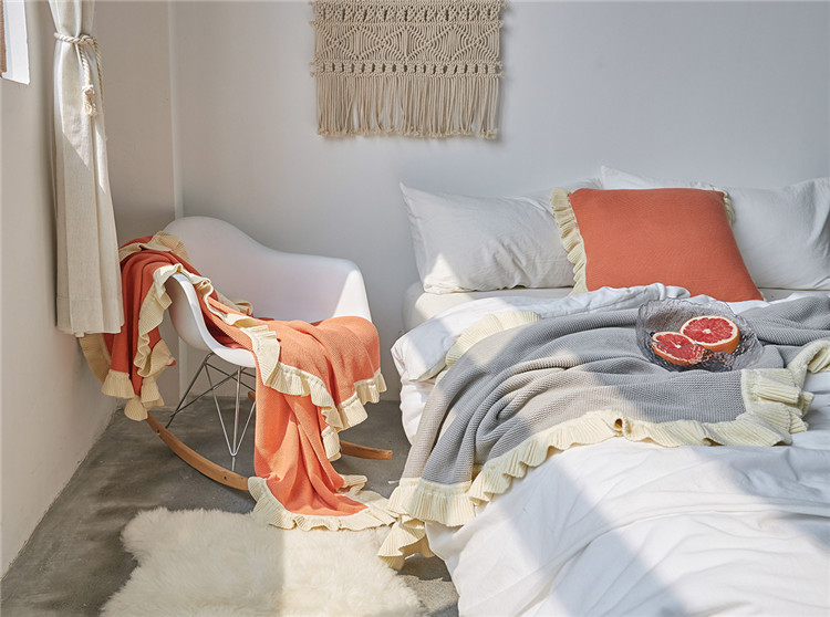 Lehká luxusní severská jednoduchá celobavlněná černá keprová deka do hotelové ložnice, vlněná deka, povlečení_voghion.com