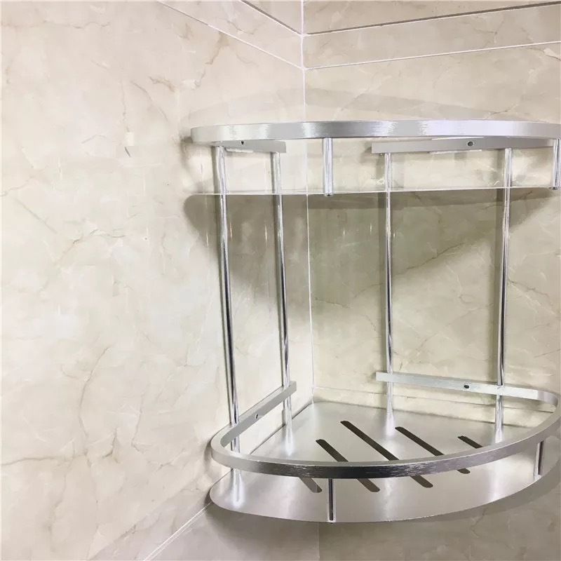 Factory Direct Thickened Space Aluminum Triangle Basket Bathroom Storage Rack Double Triangle Bathroom Storage Rack Wall Hanging