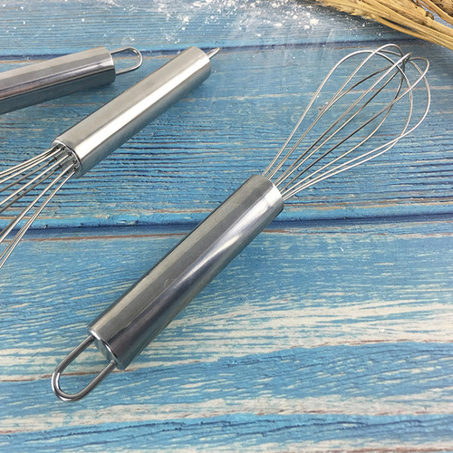 Stainless steel handle manual egg beater 8 inches 10 inches 12 inches 6 lines household mixer baking tools