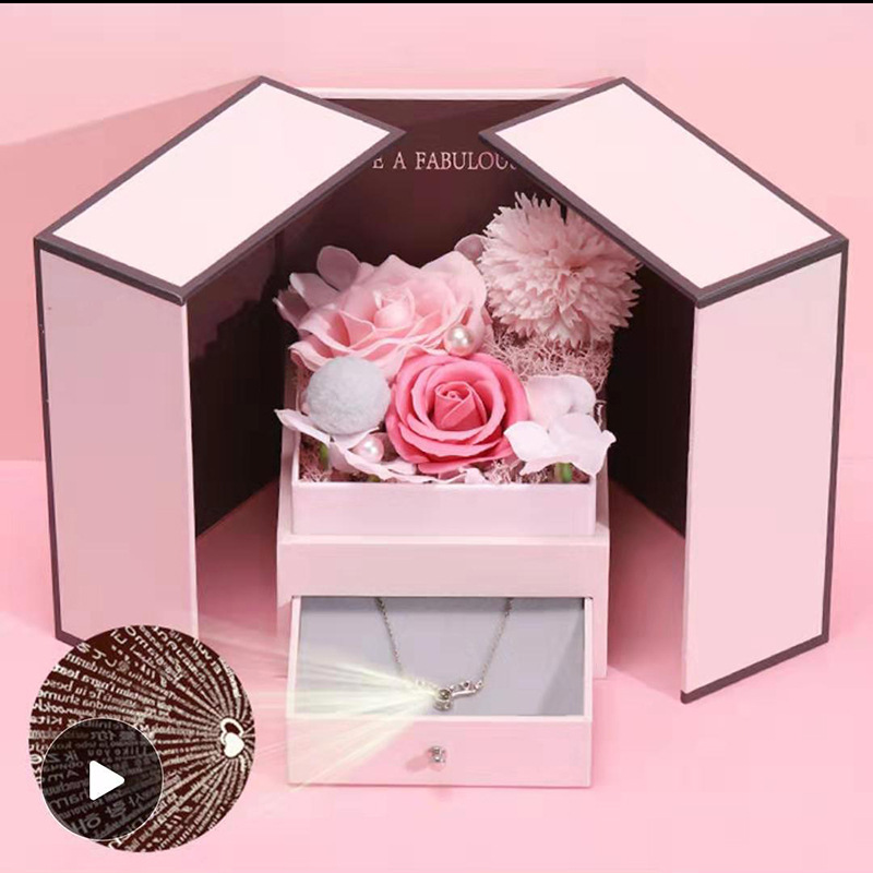 Caja de regalo Rosa abierta doble caja de regalo de flores eternas regalo de cumpleaños regalo de San Valentín caja de flores Qixi