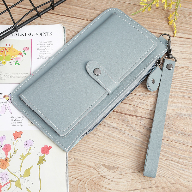 116g Weight Zipper Closure Type Business, Travel Occasion Pu Leather Material Solid Color Pattern Women'S Gender Square Shape Light Grey, Dark Grey, Rose Red, Pink, Red, Green, Blue, Gold, Black Color Fashion Multi-function Zipper Multi-card Buckle Wallet 14
