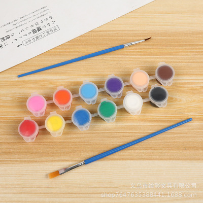 厂家直供3ML丙烯颜料DIY12色连体涂鸦 风筝绘画颜料石膏娃娃|ms
