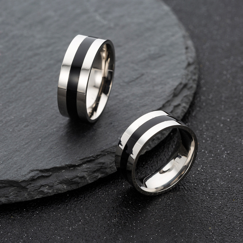 Wholesale Simple Contrast Color Stainless Steel Ring display picture 3