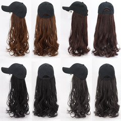 Manufacturer wholesale wig female peaked cap wig internet celebrity long curly hair natural big wave baseball hat wig all in one