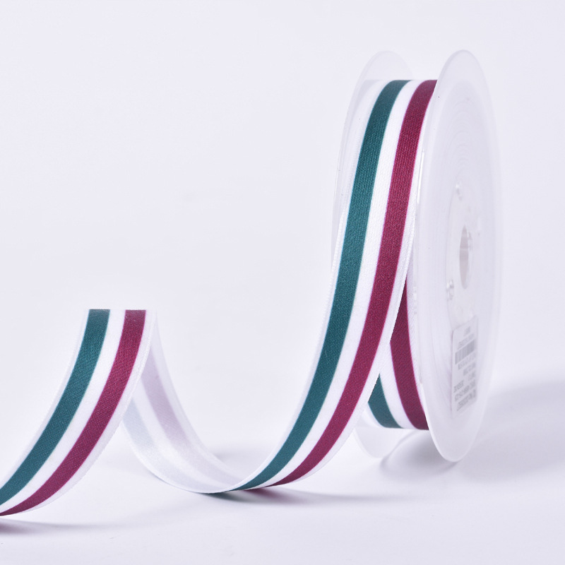 Yao Ming cinta de algodón de poliéster cinta a rayas DIY accesorios para el cabello material rojo, blanco y azul cinta de tres colores ropa accesorios textiles