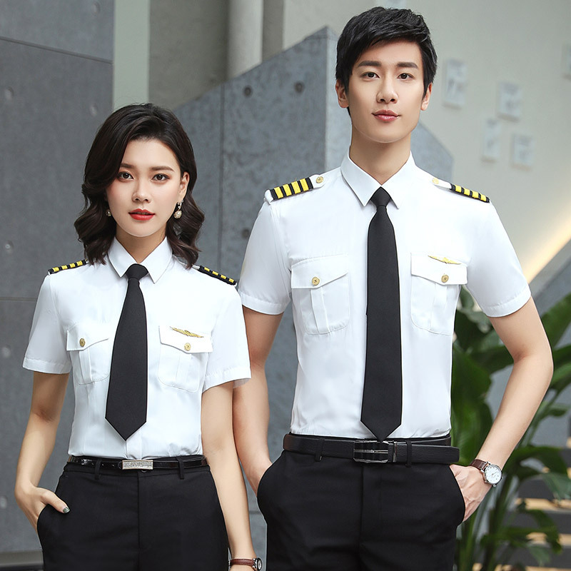 Professional Men's and Women's Navy Shirts Aviation Pilots Flight Attendants Uniform Pilots Flight Attendants Flight Attendants Work Clothes Shirts