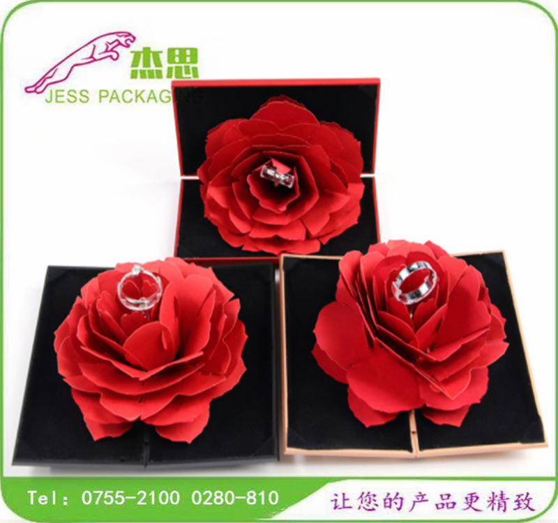 设计新款创意玫瑰花旋转翡翠玉器首饰收纳盒黄金珠宝戒指盒