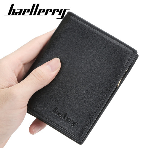 Baellerry Men's Short Business Wallet Korean Style Multi-Card Slot Tri-Fold Money Clip Bag Zipper Purse Wholesale