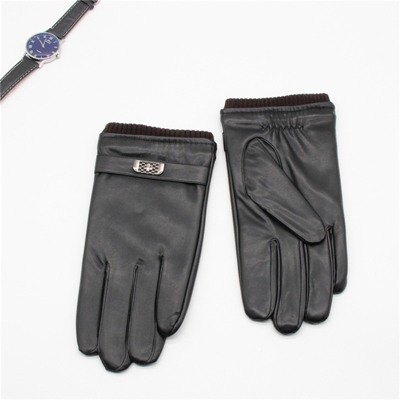 PU皮手套男秋冬加绒加厚保暖开车驾驶触屏水洗皮手套男薄一件代发