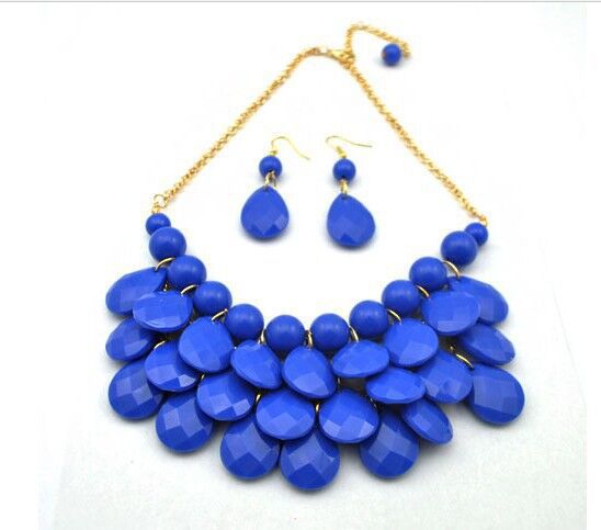 100g Weight Jewelry Set Classification Earrings + Necklace Quantity Holiday, Daily Occasion Alloy, Plastic, Resin Material Water Droplets Pattern Women's Gender Plating Design Lady Style Lady Water Droplets Alloy Plastic Resin Plating Women's Jewelry Set 5