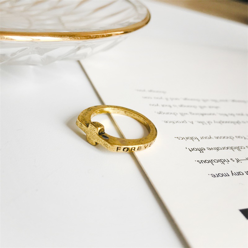 Simple Cross Ring Eternal Letter Tail Ring  Wholesale Nihaojewelry display picture 2