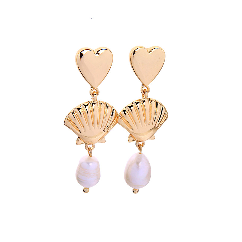 Simple Heart-shaped Earrings S925 Silver Earrings New Shell Pearl Earrings display picture 11