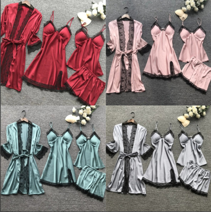 420g Weight Sexy Feel Of Sensation Solid Color Sexy Lace Pajamas
