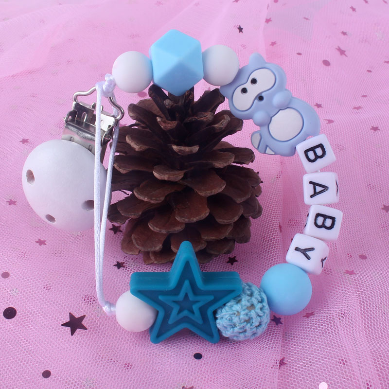 El comercio exterior de la cadena de chupete anti-gota de silicona de dibujos animados mordedor clip de chupete cadena anti-perdida AliExpress chupete cadena