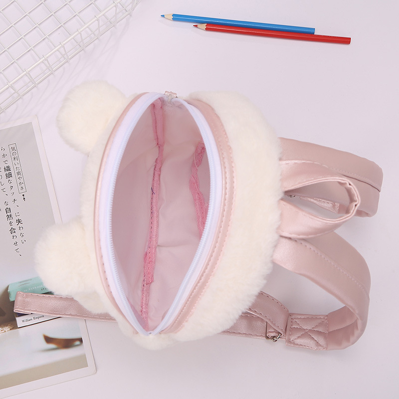 New plush and cute little bear cartoon bow backpack for children, adorable snack backpack for babies detail image 13