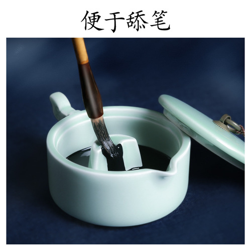 Daily practice ink pool calligraphy pen wash pen holder pen holder ink container multi-functional ink fountain ink saucer with lid ink pool