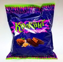 俄羅斯紫皮糖巧克力味夾心糖KDV進口食品kpokaht喜糖果1斤約70顆