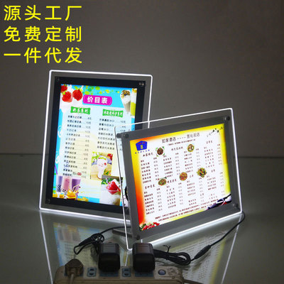 coffee Tea shop desktop Bar counter menu crystal Light box ultrathin LED Exhibition Acrylic advertisement crystal Light box