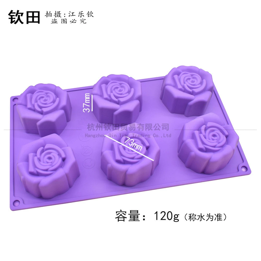 Three dimensional handmade soap, round silicone mold contains rose, soap mold, DIY