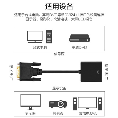 DVI to VGA converter dvi24+1 to vga with chip computer HD cable 1080P monitor
