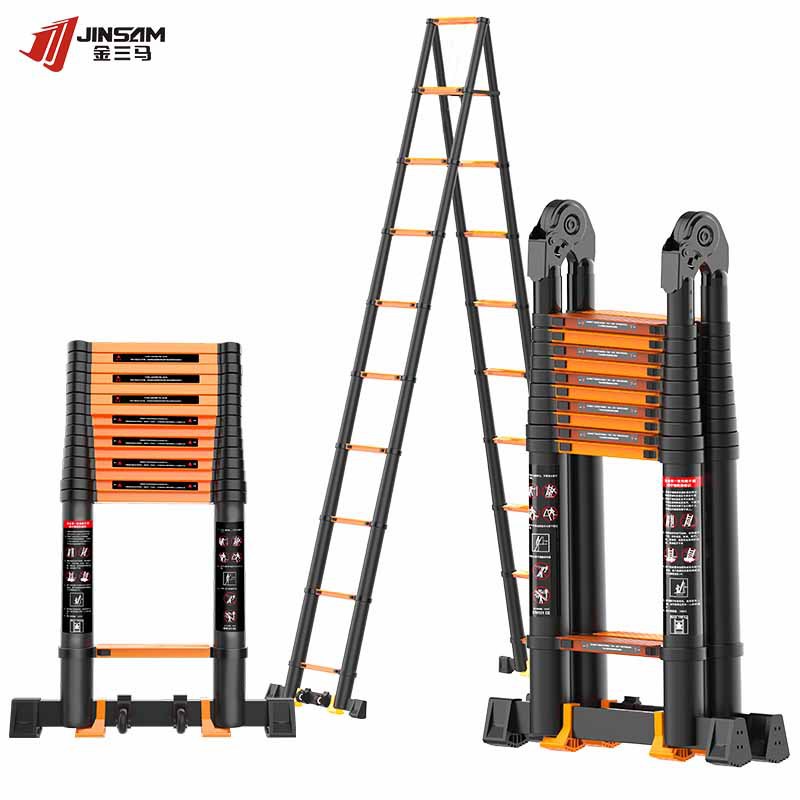 金三馬鋁合金多功能竹節伸縮人字梯子工程梯家用折疊梯加厚防滑梯
