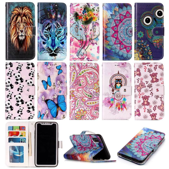 适用IPHONE13浮雕彩绘手机套苹果12翻盖插卡钱包保护套XS MAX皮套