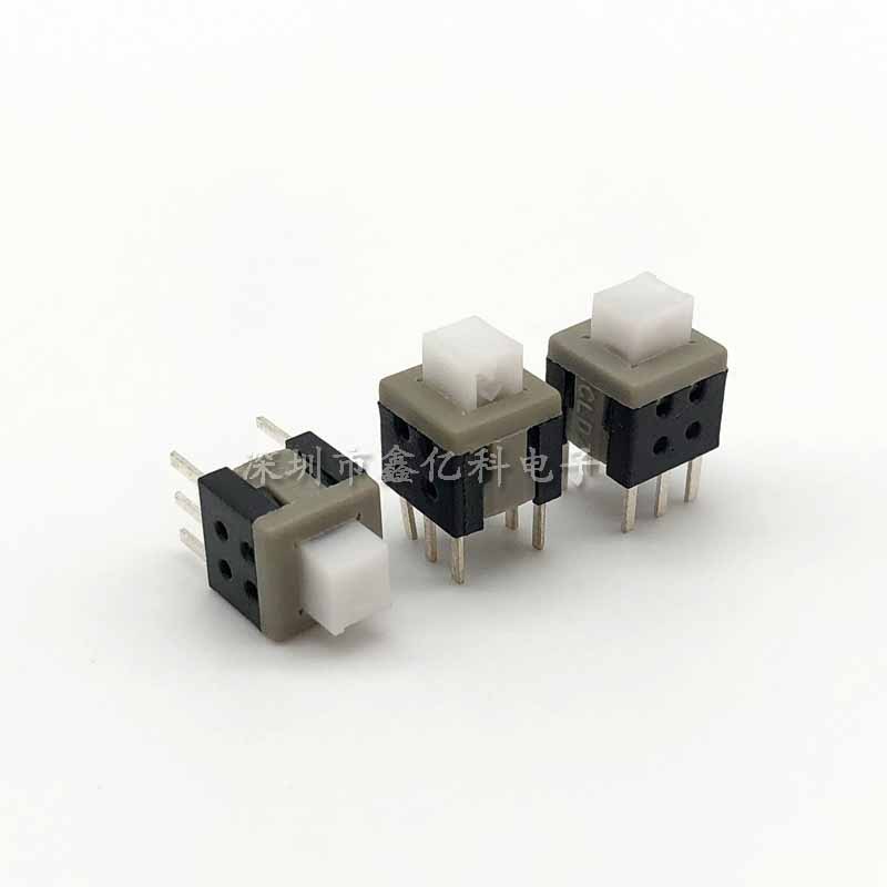 5.8*5.8mm自锁按键开关平头六脚 5.8X5.8无锁复位6脚立式直插方形
