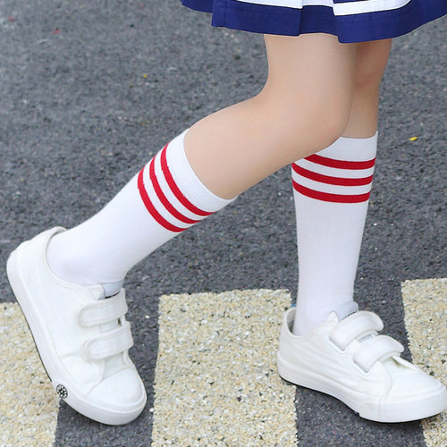 Children's mid-calf socks for boys and girls, student sports meeting socks, pure cotton spring and autumn football socks, long socks for babies