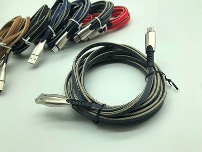 3米type c锌合金扁编织布纹数据线适用于华为小米oppo 工厂直销