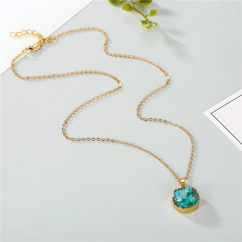 Jewelry Original Shell Necklace Imitation Natural Stone Round Pendant Resin Necklacepicture2