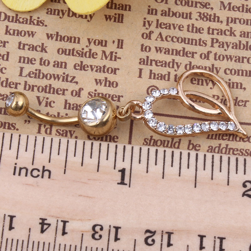 Heart-Shaped Belly Button Ring Navel Jewelry Stainless Steel Navel Ring for Women detail image 11