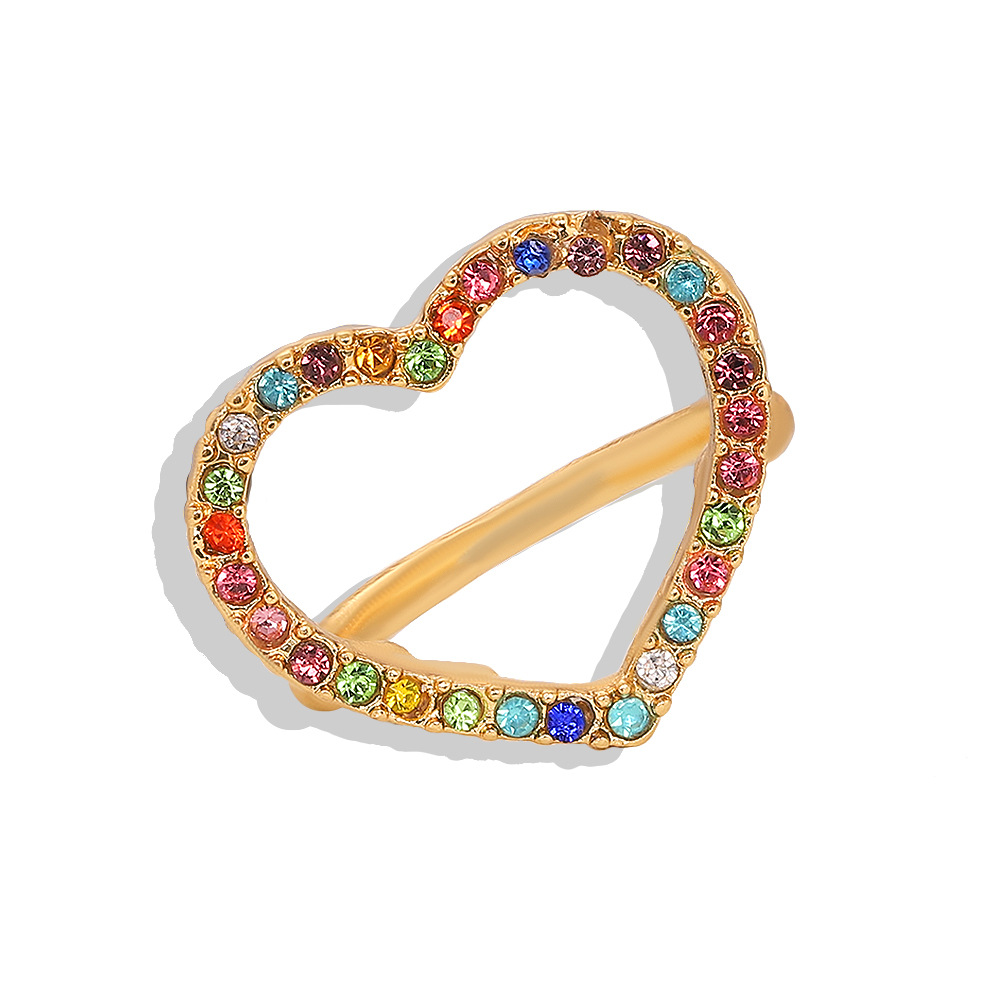 Heart-shaped Ring With Alloy Diamonds display picture 2