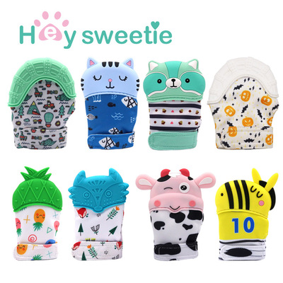 厂家直销防吃手神器 宝宝防咬咬胶 硅胶婴儿磨牙牙胶手套批发定制|ms