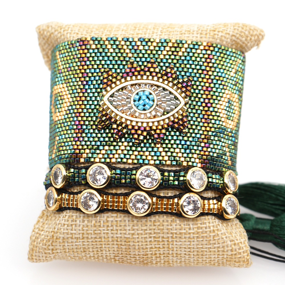Miyuki Woven Diamond Bracelet Evil Eye Religious Totem Ethnic Style Set display picture 2