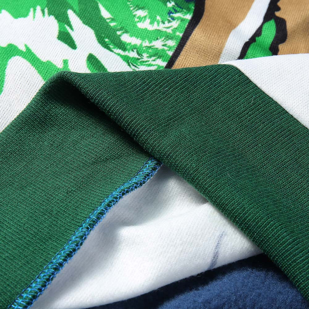 Sudadera con capucha navideña hombre estampado ciervo color block_voghion.com